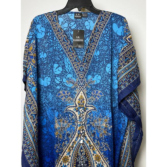 Women's Kaftan Print Kimono Stylish Loungewear, Beach Cover-Up - Picture 3 of 4